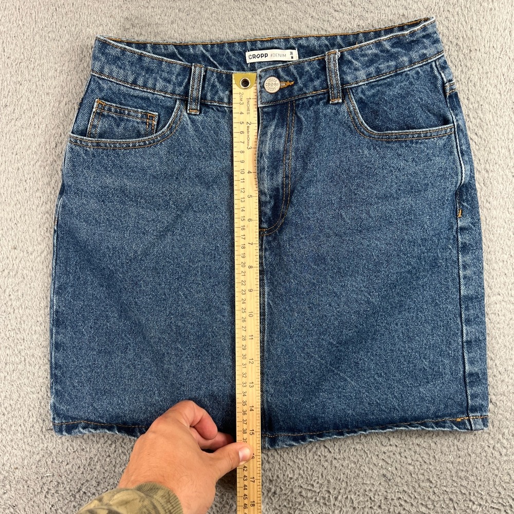 Cropp Denim Skirt Women's M Blue Denim Mini Skirt Short Button - Picture 4 of 9
